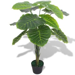 Planta taro artificial com vaso 85 cm verde