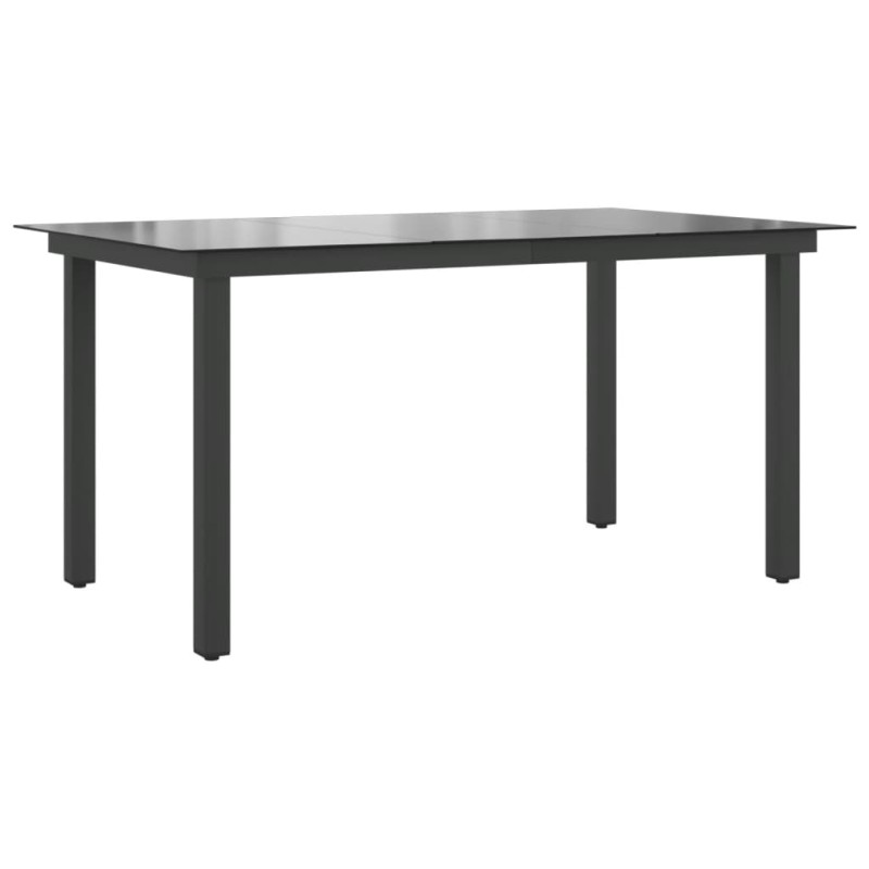 Mesa de jardim em alumínio e vidro 150x90x74 cm preto-Mesas de jardim-Home Retail