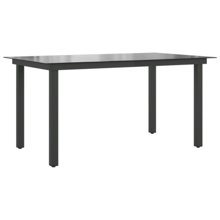 Mesa de jardim em alumínio e vidro 150x90x74 cm preto