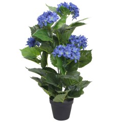 Planta hortênsia artificial com vaso 60 cm azul