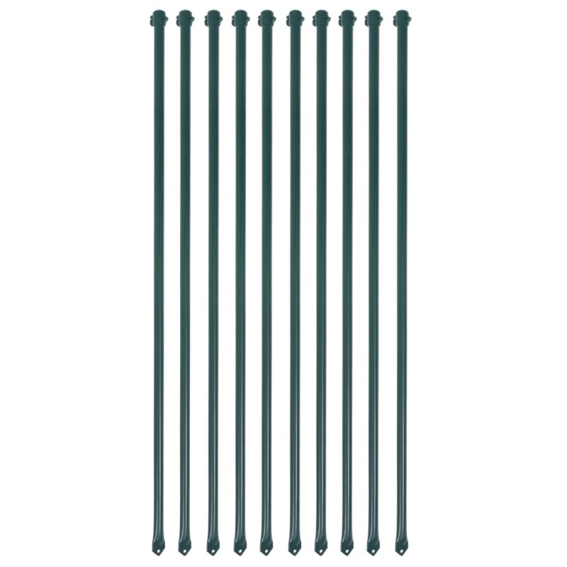 Postes de jardim 10 pcs 1 m metal verde-Cercas e suportes para plantas-Home Retail