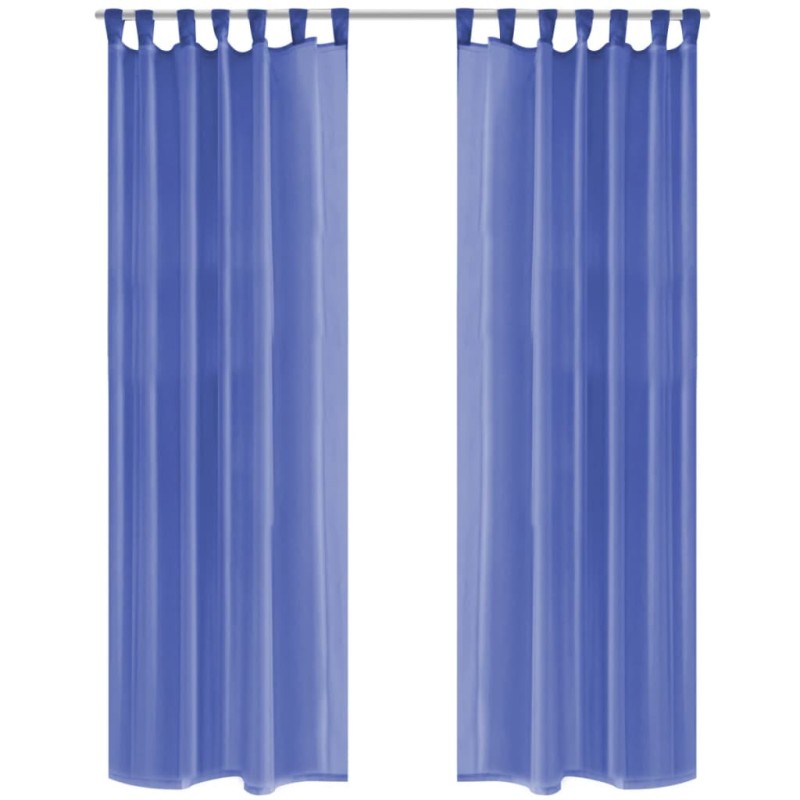 Cortinas em voile 2 pcs 140x175 cm azul real-Persianas e cortinas-Home Retail