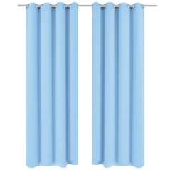 Cortinas blackout 2 pcs com ilhós de metal 135x175 cm turquesa