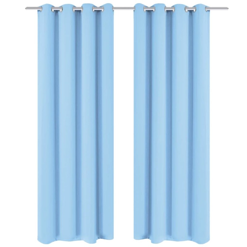 Cortinas blackout 2 pcs com ilhós de metal 135x175 cm turquesa-Persianas e cortinas-Home Retail