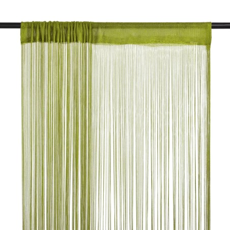 Cortinas de fios 2 pcs 100x250 cm verde