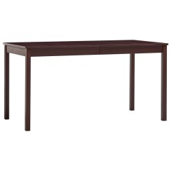 Mesa de jantar 140x70x73 cm madeira de pinho castanho-escuro