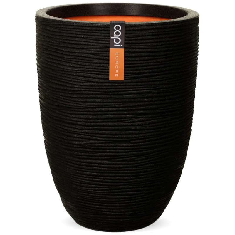 Capi Vaso elegante e baixo Nature Rib 36x47 cm preto KBLR782-Vasos e floreiras-Home Retail