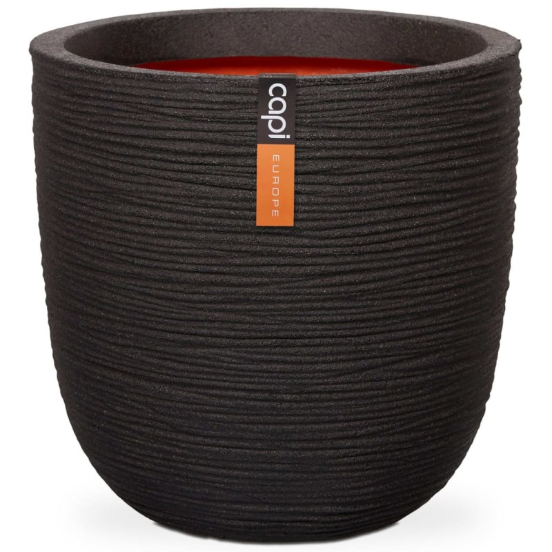 Capi Vaso oval Nature Rib 54x52 cm preto KBLR935-Vasos e floreiras-Home Retail