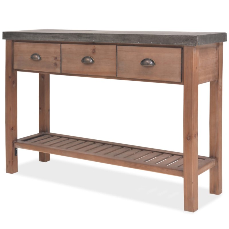 Mesa consola madeira de abeto maciça 122x35x80 cm-Mesas de apoio-Home Retail