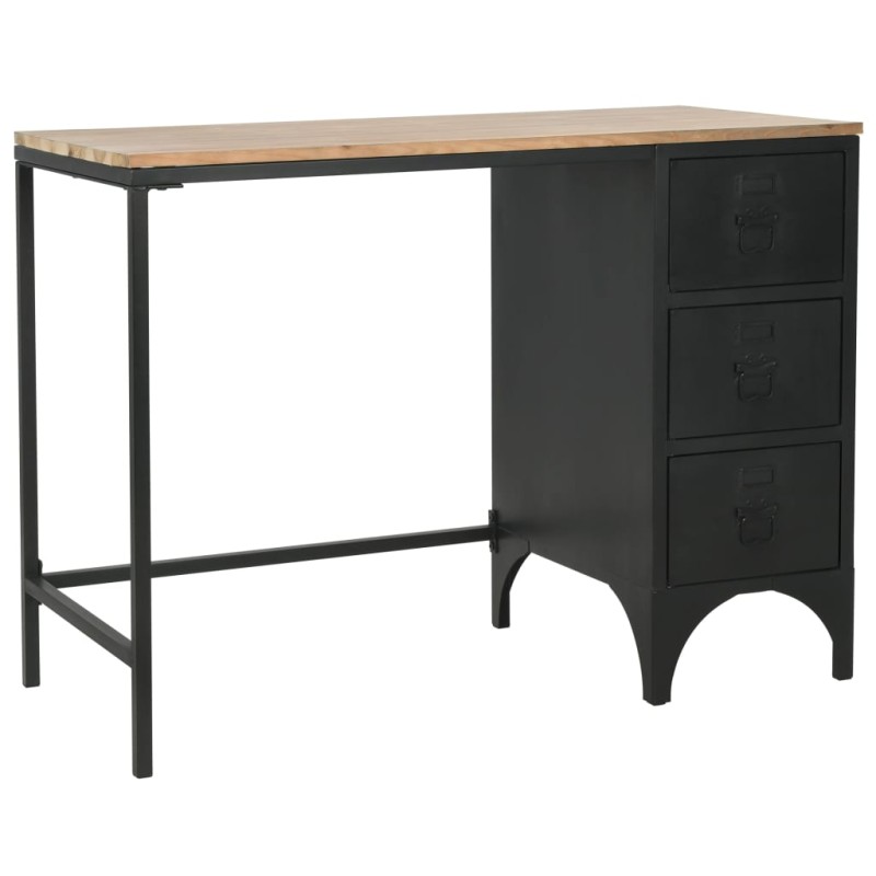 Secretária c/ um pedestal madeira abeto maciça aço 100x50x76cm-Escrivaninhas-Home Retail