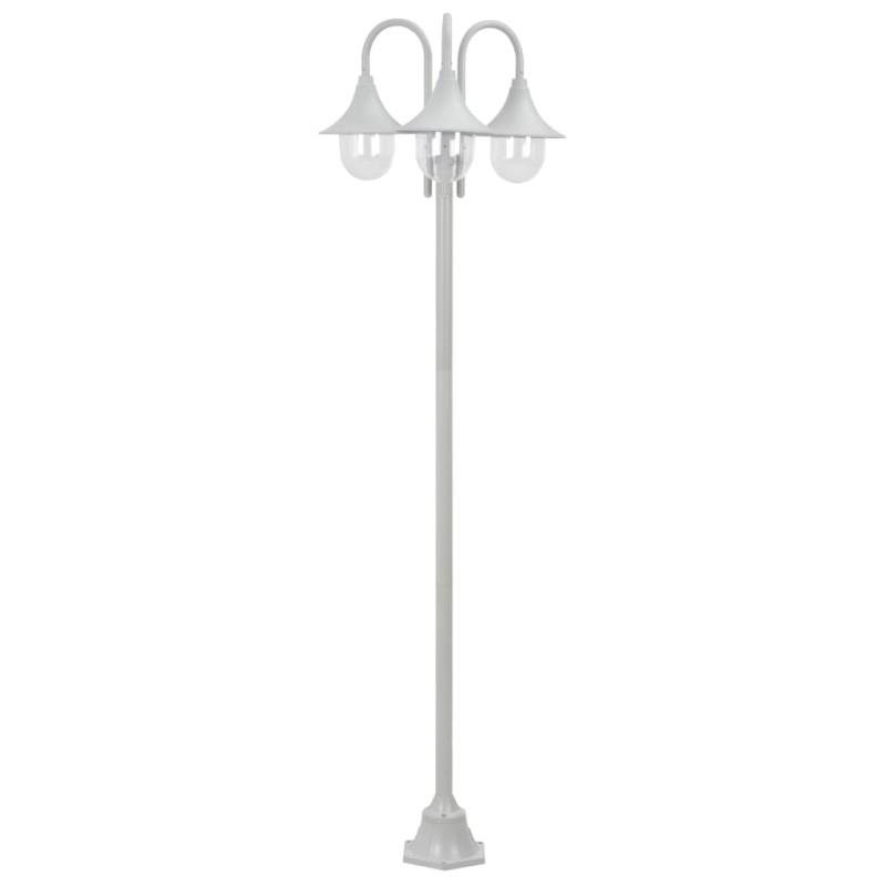 Candeeiro de pé p/ jardim c/ 3 braços E27 220cm alumínio branco-Iluminação de exterior-Home Retail