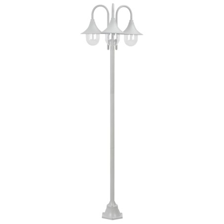 Candeeiro de pé p/ jardim c/ 3 braços E27 220cm alumínio branco