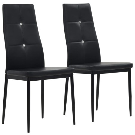 Cadeiras de jantar 2 pcs couro artificial preto