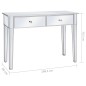 Mesa consola espelhada em MDF e vidro 106,5x38x76,5 cm