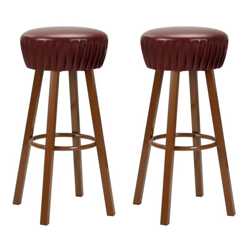 Bancos de bar 2 pcs couro artificial castanho-Bancos de bar-Home Retail