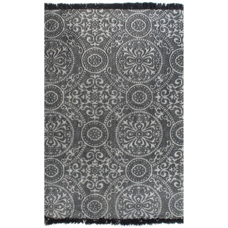 Tapete Kilim em algodão 120x180 cm com padrão cinzento-Tapetes-Home Retail