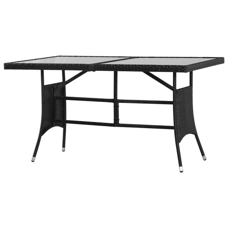 Mesa de jardim em vime PE 140x80x74 cm preto-Mesas de jardim-Home Retail