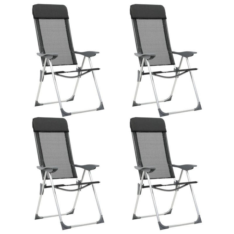 Cadeiras de campismo dobráveis 4 pcs alumínio preto-Mobiliário para campismo-Home Retail