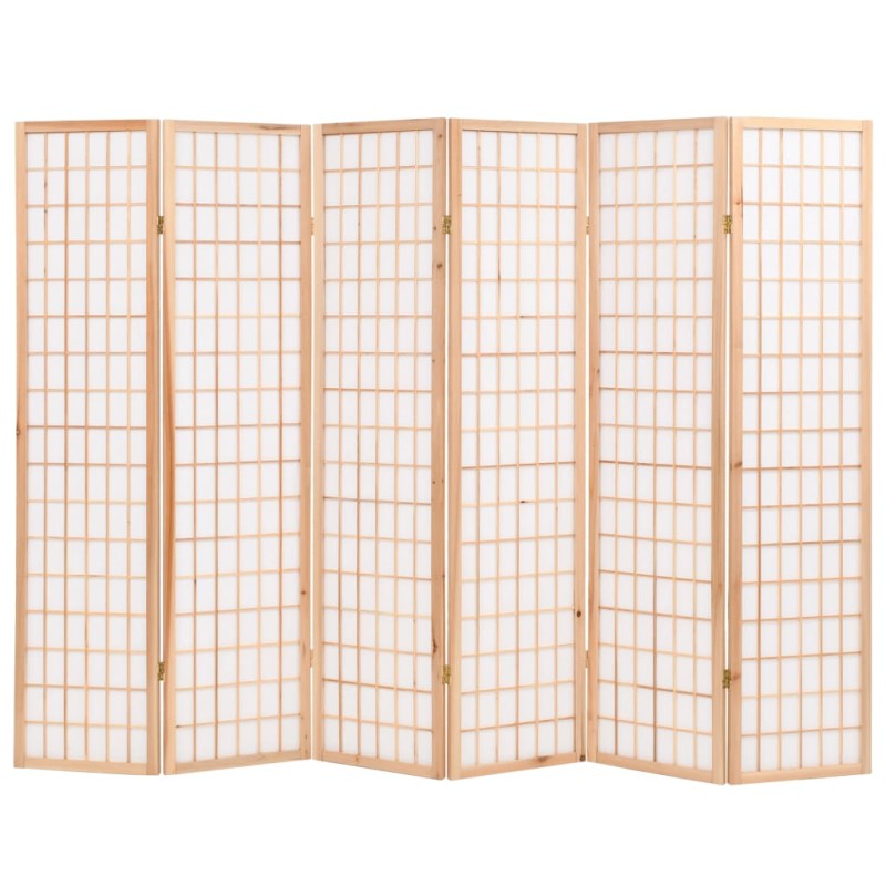 Biombo dobrável com 6 painéis estilo japonês 240x170 cm natural-Biombos-Home Retail