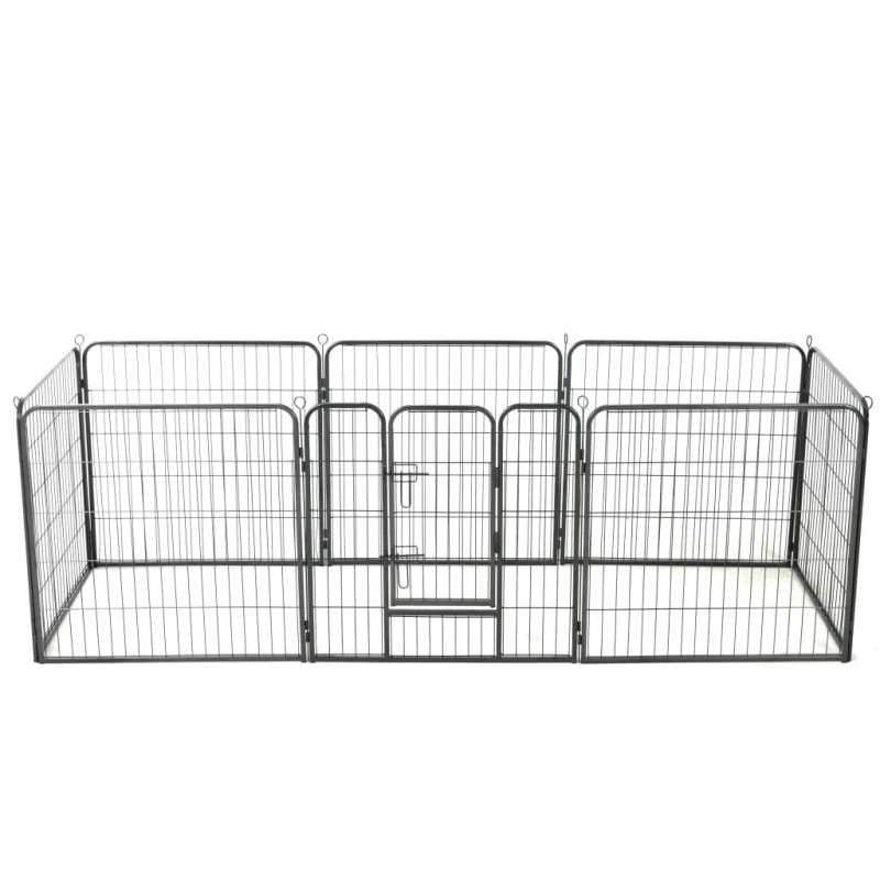 Parque para cães 8 painéis aço 80x80 cm preto-Canis-Home Retail