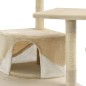 Árvore p/ gatos c/ postes arranhadores sisal 203 cm bege/branco