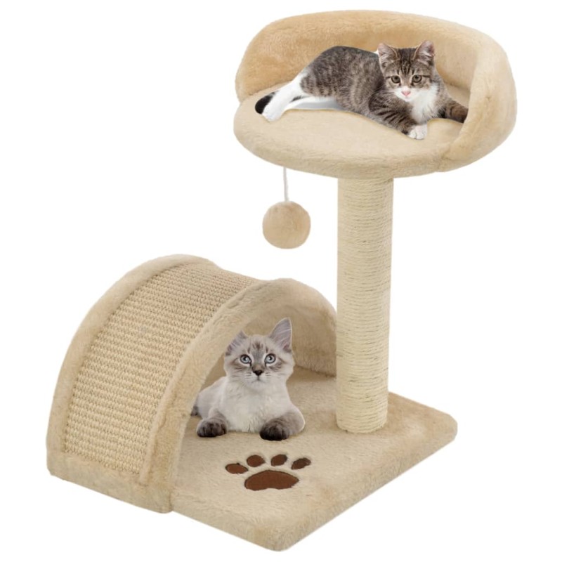 Árvore p/ gatos c/postes arranhadores sisal 40 cm bege/castanho-Móveis para gatos-Home Retail