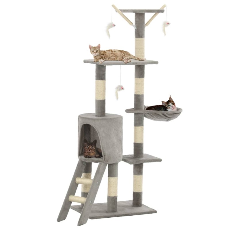 Árvore para gatos c/ postes arranhadores sisal 138 cm cinzento-Móveis para gatos-Home Retail