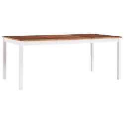 Mesa de jantar 180x90x73 cm madeira de pinho branco e castanho