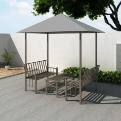 Pérgula para jardim com mesa e bancos 2,5x1,5x2,4 m antracite