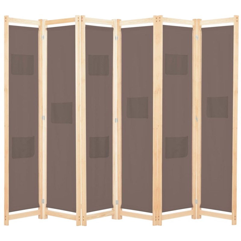 Divisória de quarto com 6 painéis 240x170x4 cm tecido castanho-Biombos-Home Retail