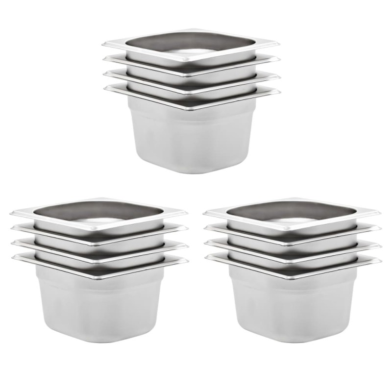 Recipientes gastronorm 12 pcs GN 1/6 100 mm aço inoxidável-Panelas para mesa térmica-Home Retail