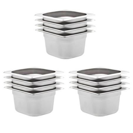 Recipientes gastronorm 12 pcs GN 1/6 100 mm aço inoxidável