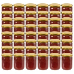 Frascos de vidro com tampas douradas 48 pcs 230 ml