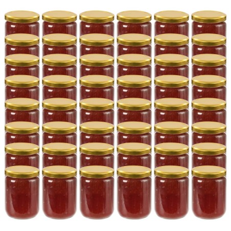 Frascos de vidro com tampas douradas 48 pcs 230 ml