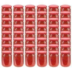 Frascos de vidro com tampas vermelhas 48 pcs 230 ml