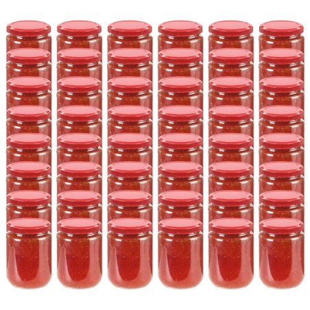 Frascos de vidro com tampas vermelhas 48 pcs 230 ml