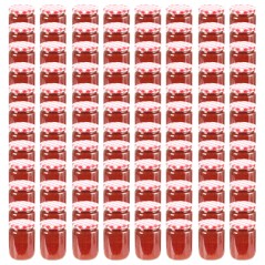 Frascos de vidro com tampas brancas e vermelhas 96 pcs 230 ml