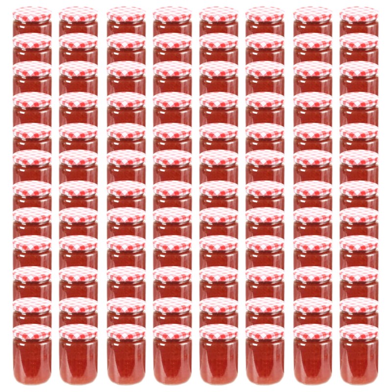 Frascos de vidro com tampas brancas e vermelhas 96 pcs 230 ml-Jarras para mel-Home Retail