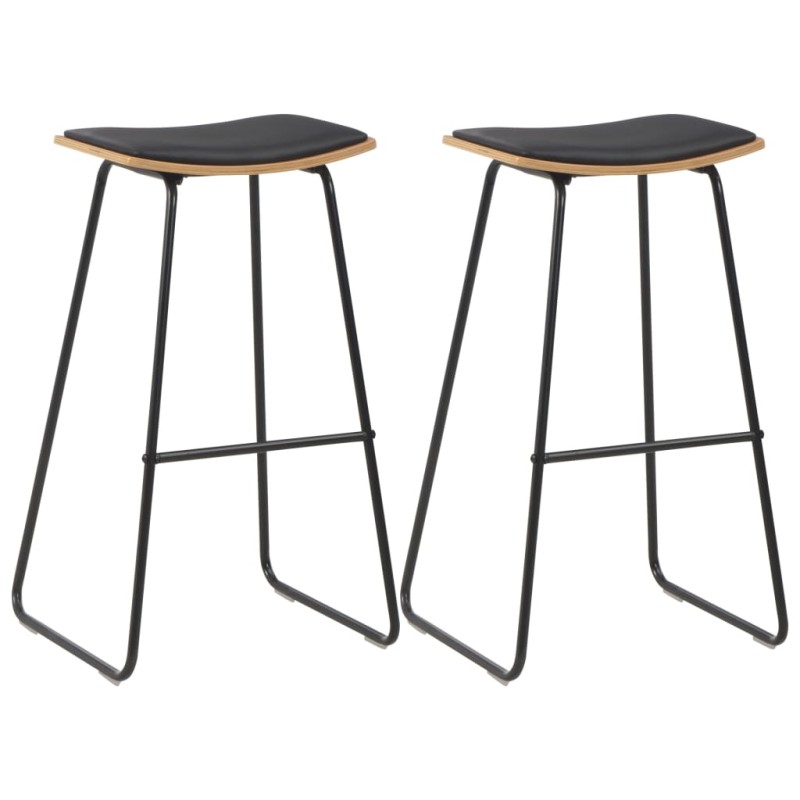 Bancos de bar 2 pcs couro artificial preto-Bancos de bar-Home Retail