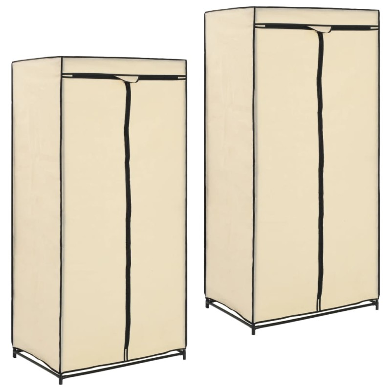 Roupeiros 2 pcs 75x50x160 cm creme-Guarda-roupas-Home Retail