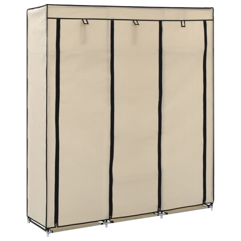 Roupeiro c/ compartimentos e varões 150x45x175 cm tecido creme-Guarda-roupas-Home Retail