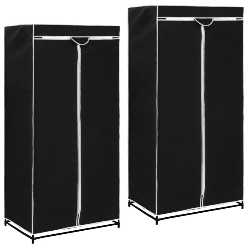 Roupeiros 2 pcs 75x50x160 cm preto-Guarda-roupas-Home Retail