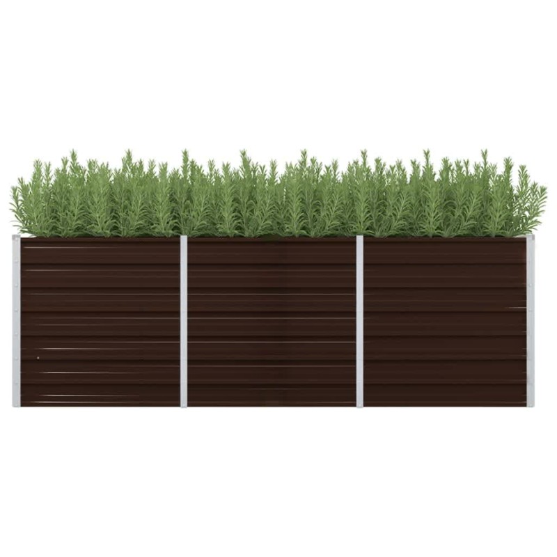 Canteiro elevado de jardim aço galvanizado 240x80x77cm castanho-Vasos e floreiras-Home Retail