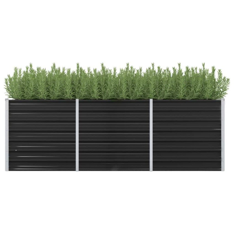 Canteiro elevado jardim aço galvanizado 240x80x77 cm antracite-Vasos e floreiras-Home Retail