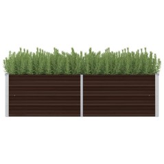 Canteiro elevado de jardim aço galvanizado 160x40x45cm castanho