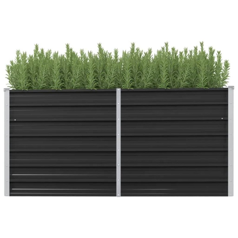 Canteiro elevado jardim aço galvanizado 160x40x77cm antracite-Vasos e floreiras-Home Retail