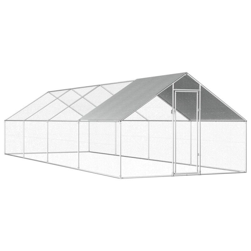 Galinheiro exterior em aço galvanizado 2,75x8x1,92 m-Casotas e gaiolas para animais pequenos-Home Retail