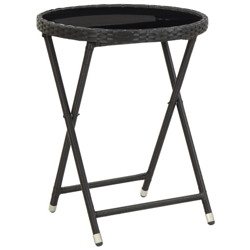 Mesa de chá 60 cm vime PE e vidro temperado preto-Mesas de jardim-Home Retail