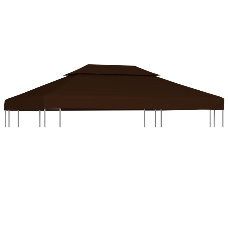 Cobertura gazebo c/ 2 camadas 310 g/m² 4x3 m castanho-Topos para toldos e gazebos-Home Retail