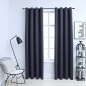 Cortinas blackout c/ argolas em metal 2 pcs 140x225cm antracite